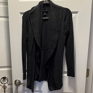 White House Black Market Charcoal Ribbed Open Cardigan
